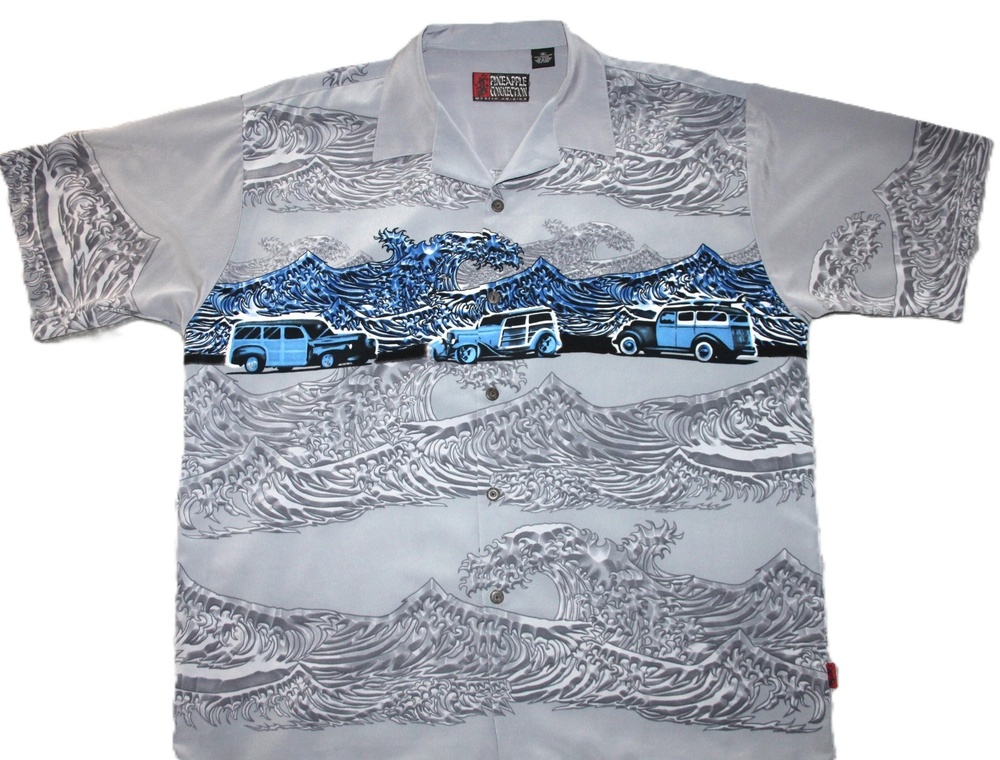 Pineapple Connection Shirt Mens XL Gray Button Up Short Sleeve Graphic Print